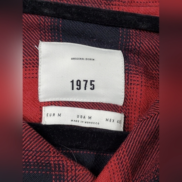 Zara Men's Buffalo Check Flannel Short Sleeve Button Down Top Size M - Picture 4 of 5